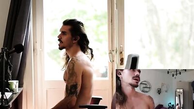 Long haired guy poses naked on the webcam for his fans