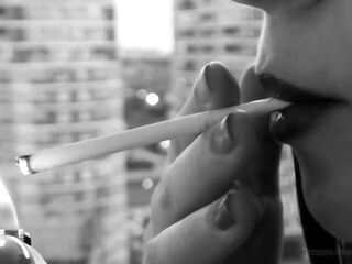 Headmistress is smoke and crush cigarette