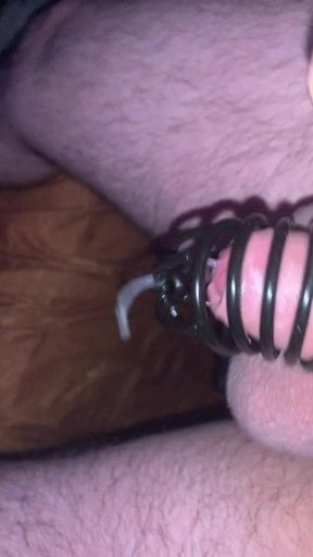 Slaveboy orgasm in chastity