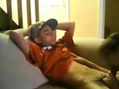 Slim Str8 Thug Boy enjoys Dad's BJ