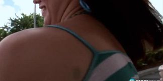 Public pickup leads to hot public threesome