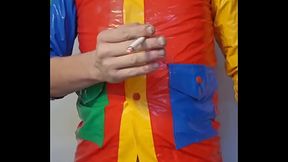 ABDL raincoat sissy smoking with wet diaper