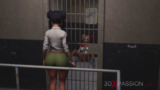 Harley Quinn fucks hard a female prison warden with a strapon