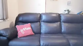 Plump postman's belly gets rubbed and played with on the sofa