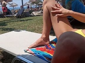 Real Wife Flashing her Pussy Public in Beach Bar