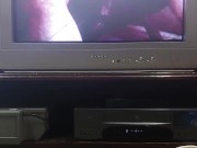 Masturbating on an old TV but I accidentally bumped the camera when cuming
