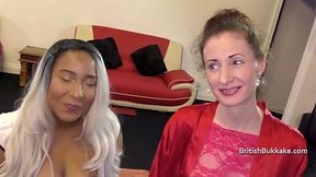 Nervous MILF's First Bukkake with Black Beauty gives a Messy Finish