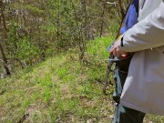 🌶️ Hairy horny man with a boner pisses in the spring forest right on camera 💦