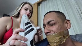 Smell my foot odor the way I want, or I'll punch you in the face - by Gabriela Blond - CLIP 2