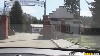 Stranded Teen (18+)'s Desperate Blowjobs on the Road