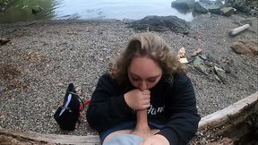 BBW slut sucks tinder dates cock in public POV