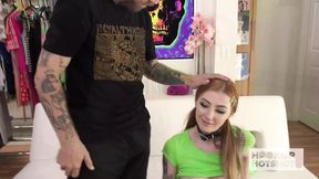 Ginger slut takes a rough cock all raw