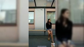 I took an upskirt video of hot Russian chick at the bust stop