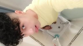 Peeing to the Sink with Uncut Cock