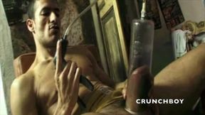 Hairy boy fucked by XXL dildo in a backroom - Behind the scenes