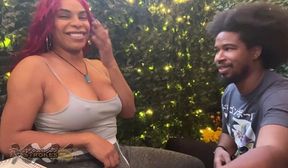 chubby shemale milf sasha strokes facefucks her chatty neighbor