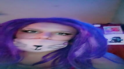 Sissy slave on knees sucking huge dildo