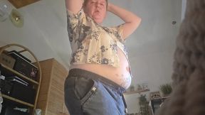 gained so much weight: giant hairy belly & thick curves exposed