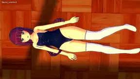 Ferns Violet Hair Swirls as She Tempts in Tight Swimwear – Steamy Anime Encounter