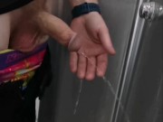 Piss and cum in a public urinal