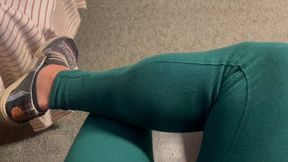 Green Leggings Leg Crossing Muscle Worship Control