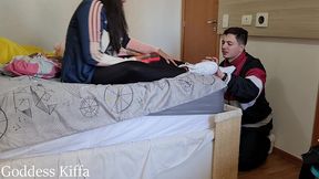 she went on a date with another man and on the way back she made the cuckold clean her sneakers - kiffa feet - fetish - feet - bdsm