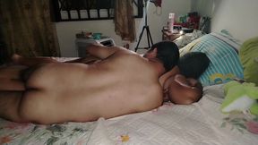 I open my stepsister's buttocks wide to give her a good ass suck while she enjoys moaning when I run my tongue.