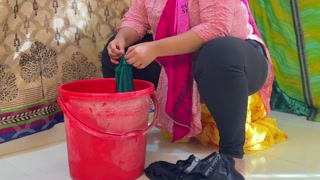 Egypt Hot Stepmom With Huge Boobs &amp; Ass Washing Clothes In Stepsons Bathroom &amp; She Want Anal Fuck