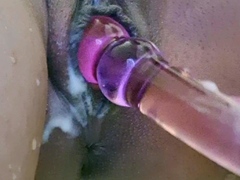 Amateur double toy masturbation