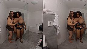 VR180 3D - Maja and Pam take a Hot Shower (Clip No 2876 - 6K mp4 version)