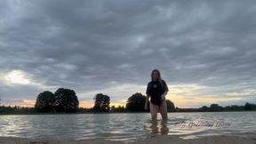 Showing My Body and Having Fun Saying Things in the Evening in an Empty Lake
