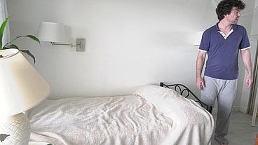Stepmom shares a single hotel room bed with stepson
