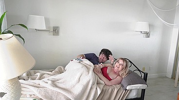 Stepmom shares a single hotel room bed with stepson