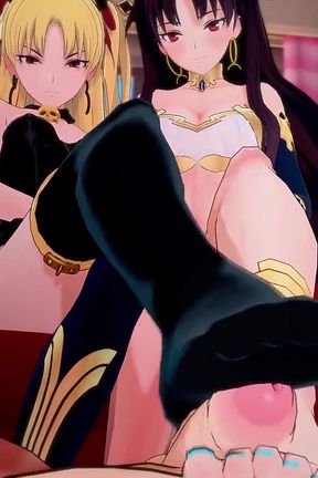 Ishtar and Ereshkigal Double Footjob (no Sound)