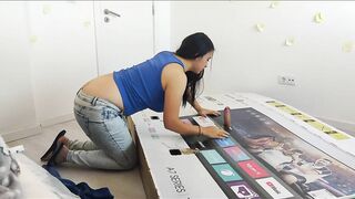 Fucking my step mother through a hole into a box,
