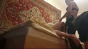 Beautiful girl strap on man amateur homemade