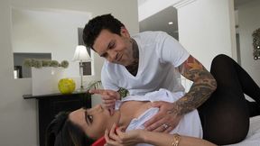 Lela Star's Massage Mishap ~ Pantyhose Ripped, Tight Ass & Bountiful Boobs.