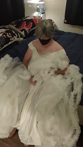 Custom-made Romanian wedding dress enjoyed in the bedroom