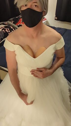 Custom-made Romanian wedding dress enjoyed in the bedroom