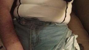 Denim skirt and panties. YUMMY