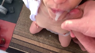 Petite neighbor fucks / sucks dick and swallows cum