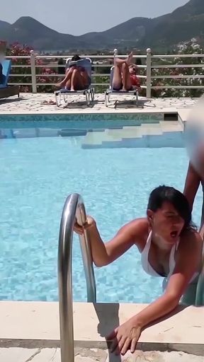 Public! Fucked at the Hotel Pool!