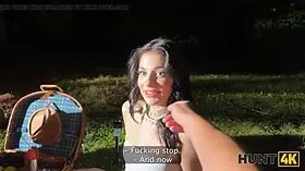 Hunt4k. hot czech teen chloe heart jumped on a thick hunter\u2019s sausage outdoors in front of her boyfriend