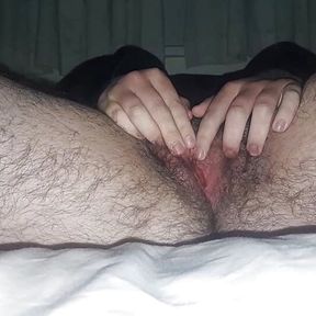 Throbbing orgasms for my hairy transgender pussy