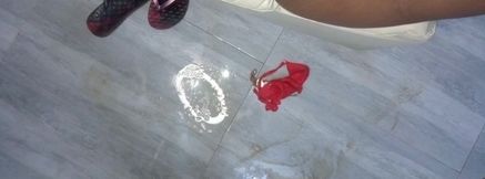 The floor is wet, full of water that leaks from my account after so much good fucking, how embarrassing.