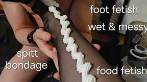 Bondage, wet & messy, foot fetish, food fetish, spitt, candle wax, whipped cream fetish, trampling, verbal humiliation, stockings fetish with dominatrix GospodaricaEmma and Her sub Wolfy01