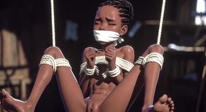 Thin Black African Slave Tied up - Horny &amp; Begging for Dick