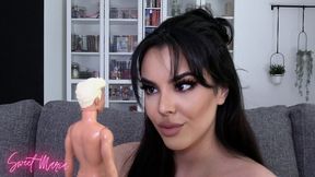 Brunette Barbie burps on Ken x