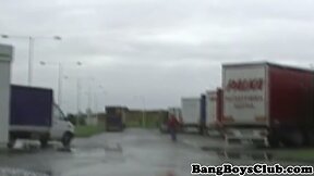 Euro amateur bareback assfucked in truck stop