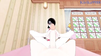 Sarada and I fucked in the bedroom under Boruto hentai